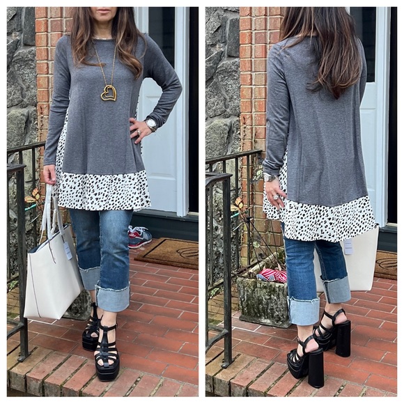 04 Boho Solid French Terry Tunic Top - Picture 3 of 7